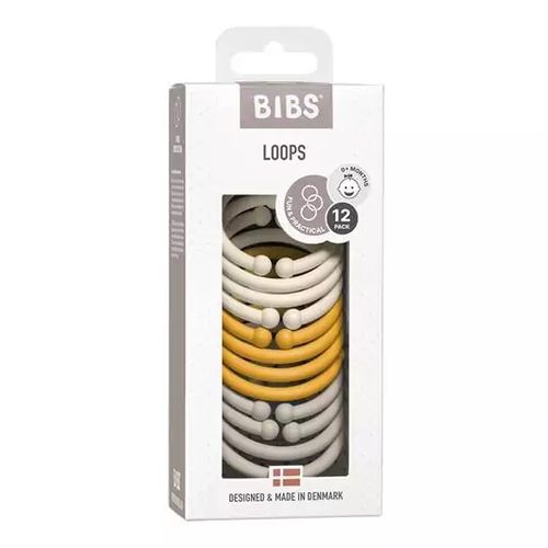 BIBS Loops -vaunuverhorenkaat, 12kpl, Ivory/Honey Bee/Sand