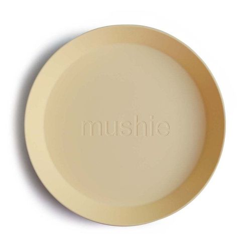 Mushie 2 pyöreän lautasen setti, pale daffodil/vaaleankeltainen