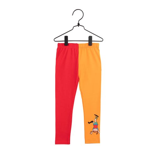 Peppi Pitkätossu Peppi-leggingsit, punaiset/oranssit, 110, 122 ja 128 cm